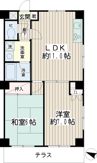 横浜市鶴見区の賃貸マンション　すまい・る・仲通　間取りです