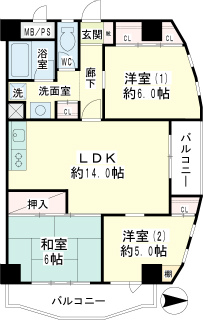 川崎市高津区の賃貸マンション　ヴェルドミール　２０１　間取