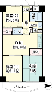 川崎市高津区の賃貸マンション　ヴェルドミール　間取りです