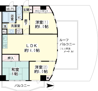 川崎市高津区の賃貸マンション　ヴェルドミール　間取りです