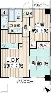 川崎市幸区の賃貸マンション　クレールみ幸　３０２号室　間取りです