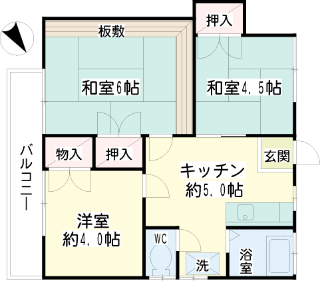 横浜市港北区の賃貸マンション　ダイヤハイツＡ棟　２０２号室　間取