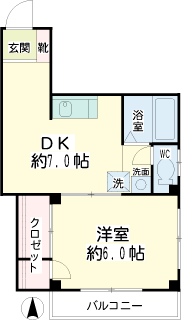 川崎駅西口の賃貸マンション　ドルチェ幸　間取りです