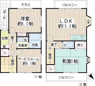 横浜市旭区のテラスハウス　ガーデンテラス　間取りです