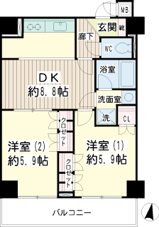 東京都江東区の賃貸マンション　コゥジーコート寺山　間取りです