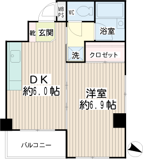 横浜市鶴見区の賃貸マンション　ハイツエスポワール　間取りです