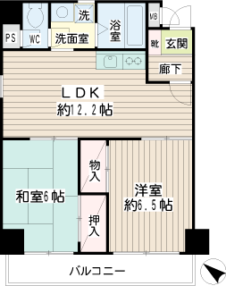 横浜市鶴見区の賃貸マンション　シャルマン鶴見市場　間取りです