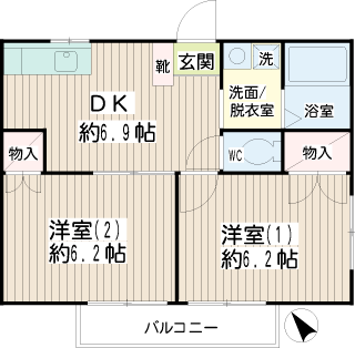 横浜市鶴見区の賃貸アパート　タカハウスⅡ　間取りです