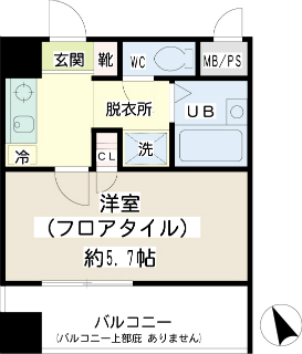 川崎市川崎区の賃貸マンション　クレール本町　３０７号室　間取りです