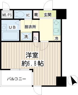 川崎市川崎区の賃貸マンション　クレール本町　６０５号室　間取りです