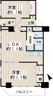 横浜市鶴見区の賃貸マンション　リオベルデ弐番館　間取りです