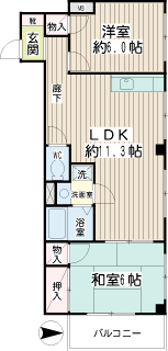 横浜市鶴見区の賃貸マンション　ＧＭマンション　４０５号室　間取り