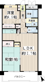 横浜市栄区の賃貸マンション　グランシード田中　２０４号室　間取りです