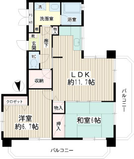 横浜市栄区の賃貸マンション　グランシード田中　４０１　間取