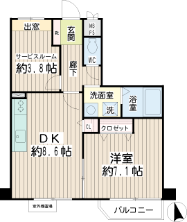 横浜市鶴見区の賃貸マンション　リバーシティ六番館　間取りです　