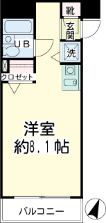 横浜市鶴見区の賃貸マンション　シーエスハイツ　間取りです