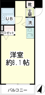 横浜市鶴見区の賃貸マンション　シーエスハイツ　２０３　間取