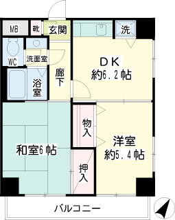 横浜市鶴見区の賃貸マンション　シーエスハイツ　間取りです