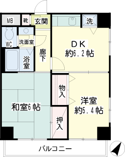 横浜市鶴見区の賃貸マンション シーエスハイツ　間取りです