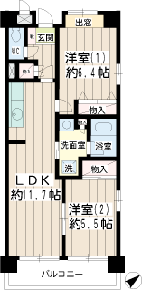 横浜市南区の賃貸マンション　ウェルバレー井土ヶ谷　間取りです