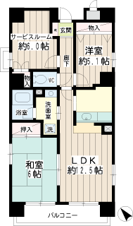 横浜市南区の賃貸マンション　ウェルバレー井土ヶ谷　間取りです