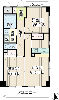 横浜市神奈川区の賃貸マンション　ガルファーサ新横浜　１０５　間取