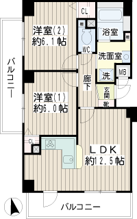 横浜市神奈川区の賃貸マンション　ガルファーサ新横浜　間取りです