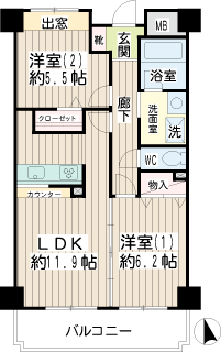 横浜市神奈川区の賃貸マンション　ガルファーサ新横浜　間取りです　