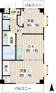 横浜市鶴見区の賃貸マンション　ＭＲＫハイム末吉　間取りです