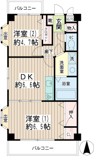 横浜市鶴見区の賃貸マンション　Ｍ・Ｒ・Ｋハイム末吉４０２　間取