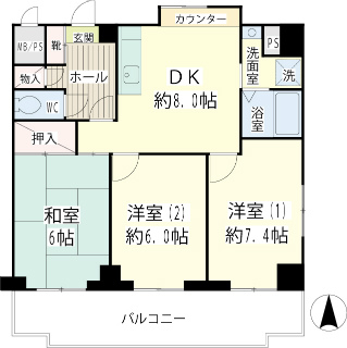 川崎市中原区の賃貸マンション　グリーンキャピタル　２０１号室間取