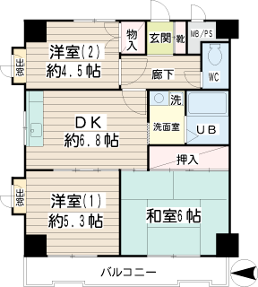 川崎市中原区の賃貸マンション　グリーンキャピタル　間取りです