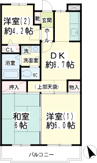 横浜市鶴見区の賃貸マンション　ピボアンヌ北寺尾Ａ棟　間取りです