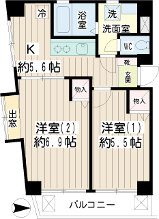 横浜市鶴見区の賃貸マンション　シャルム潮田　間取りです