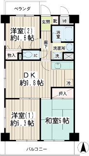 横浜市鶴見区の賃貸マンション　ブロードマンション４０４号室　間取