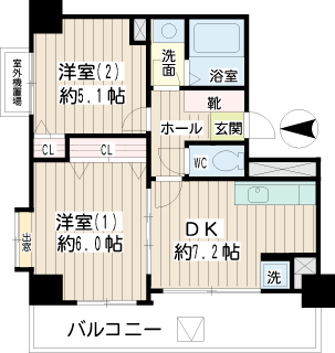 東京都江東区の賃貸マンション　エスポワール・エス　６０３間取り