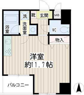 川崎駅西口の賃貸マンション　ピュール・イムーブル　間取りです