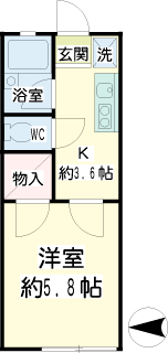 東急東横線　元住吉の賃貸マンション　シャンブル２　203号室間取りです