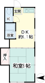 東急東横線　元住吉の賃貸マンション　シャンブル２　２１１号室間取りです