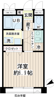 東京都荒川区の賃貸マンション　カルム町屋　３０２号室　間取りです