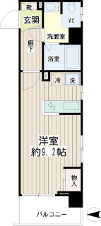 東京都大田区の賃貸マンション　ハイネス多摩川　４０８号室　間取りです