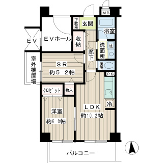 横浜市南区の賃貸マンション　イエルドロシーオ　４０１号室間取