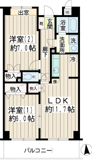 横浜市南区の賃貸マンション　イエルド・ロシーオ井土ヶ谷５０３　間取