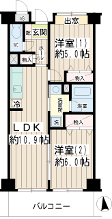 横浜市南区の賃貸マンション　イエルド・ロシーオ井土ヶ谷　間取りです