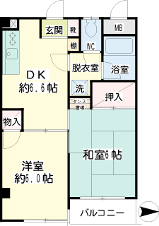 横浜市鶴見区の賃貸マンション　ロードス中山　303間取りです