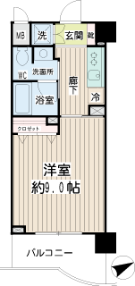 東急東横線　新丸子駅の賃貸マンション　グランイーサ新丸子　間取りです