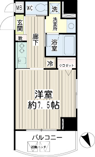 川崎市中原区の賃貸マンション　グランイーサ新丸子　５０５　間取