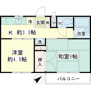 横浜市鶴見区の賃貸マンション　リビオ新田　３０６号室　間取