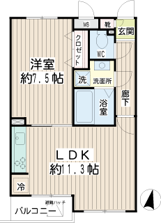 横浜市鶴見区の賃貸マンション　ヒルステージ東寺尾　間取りです