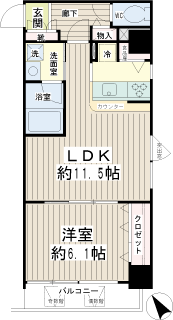 横浜市鶴見区の賃貸マンション　アーバンスクエア鶴見中央　間取り